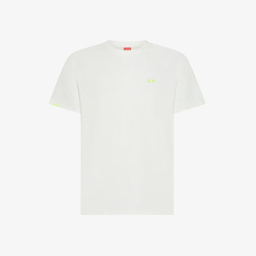 T-shirt uomo Sun68 bianco panna special dyed in cotone con ricamo a contrasto