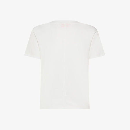 T-shirt donna Sun68 bianco panna special dyed in cotone con ricamo fluo