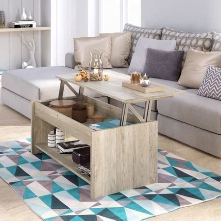 HAPPY Tavolino trasformabile in rovere laminato in stile moderno sonoma - L 100 x P 50 cm