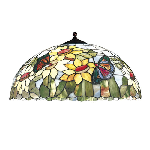 Paralume Tiffany In Vetro Decorato Multicolor D. 45 Cm Per Sospensione