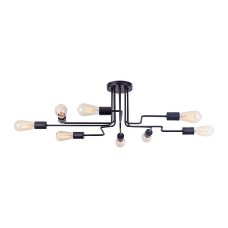 Plafoniera Moderna Gilbert Metallo Nero 8 Luci