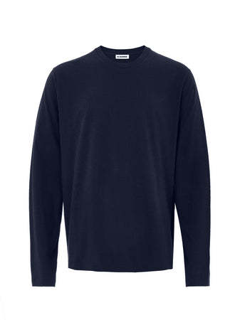 JIL SANDER T-Shirt Blu Maniche Lunghe con Logo Ricamo Jil Sander da uomo