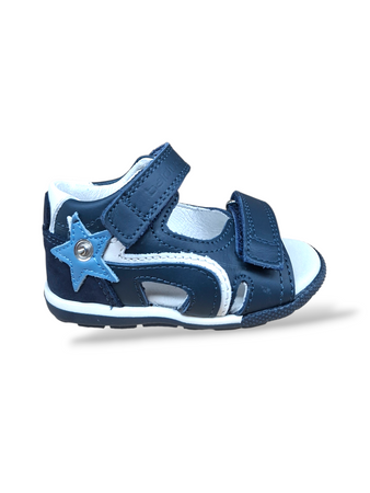 Sandalo Primi Passi Balducci Cita Pelle Blu Celeste Made in Italy Bambino