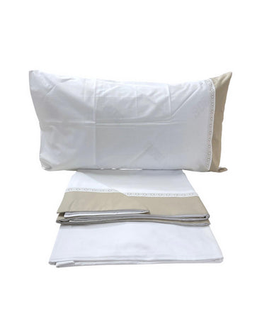Completo Lenzuola Matrimoniale Alexander Tuscany Home Pizzetto Fiore – 100% Cotone