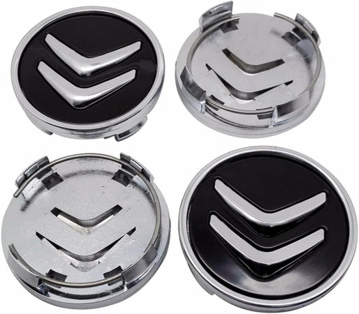 4 Coprimozzo Borchie Compatibile Citroen Tappi 60mm Nero Lucido C1 C3 C4 C5 C6 DS3