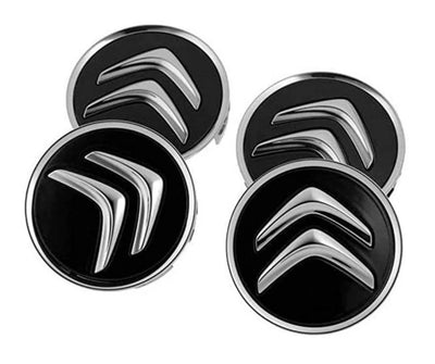 4 Coprimozzo Borchie Compatibile Citroen Tappi 60mm Nero Lucido C1 C3 C4 C5 C6 DS3