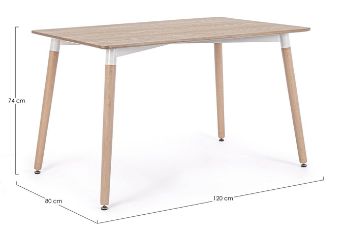 Tavolo David con gambe in legno di faggio, piano in mdf rivestito in carta melaminica