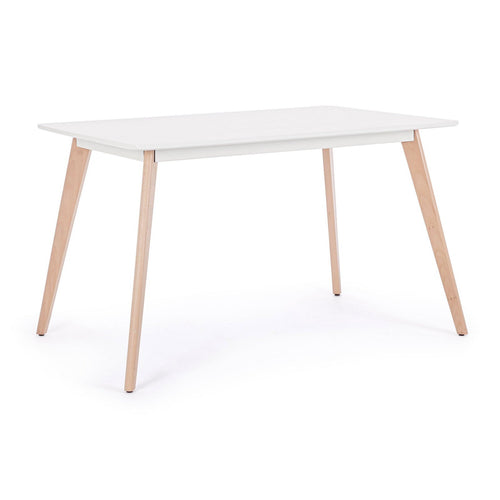 Tavolo Michelangelo con gambe in legno di faggio, piano in mdf opaco