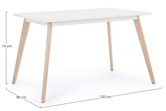 Tavolo Michelangelo con gambe in legno di faggio, piano in mdf opaco