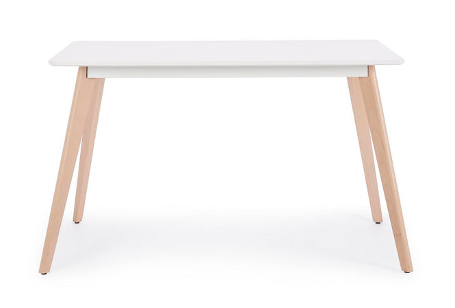 Tavolo Michelangelo con gambe in legno di faggio, piano in mdf opaco