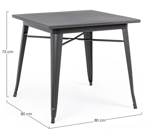 Tavolo quadrato Minnesota antracite in acciaio laminato da 80x80 cm