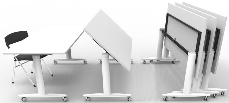 Tavolo ribaltabile in melaminico verniciato per ufficio cm. 140/160x80x73,7h