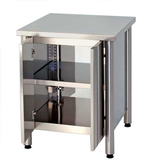 Tavolo armadiato in acciaio inox aisi 304 in varie dimensioni con ante a battente