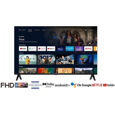 TCL 40FHD7900 - TV LED 40 (100 cm) - Full HD 1920x1080 - HDR10 - TV connessa Android - 2xHDMI 1.4 - WiFi