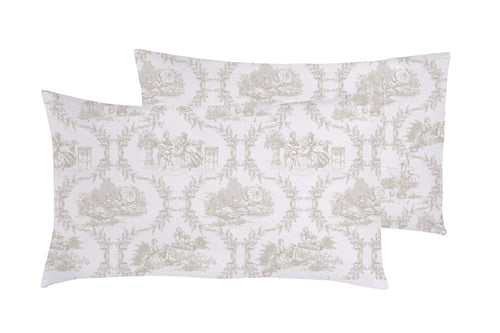 Set 2 federe coppia di federe stampa digitale 100% cotone Made in Italy Toile De Jouy Camargue