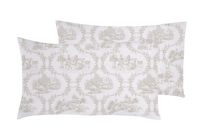 Set 2 federe coppia di federe stampa digitale 100% cotone Made in Italy Toile De Jouy Camargue