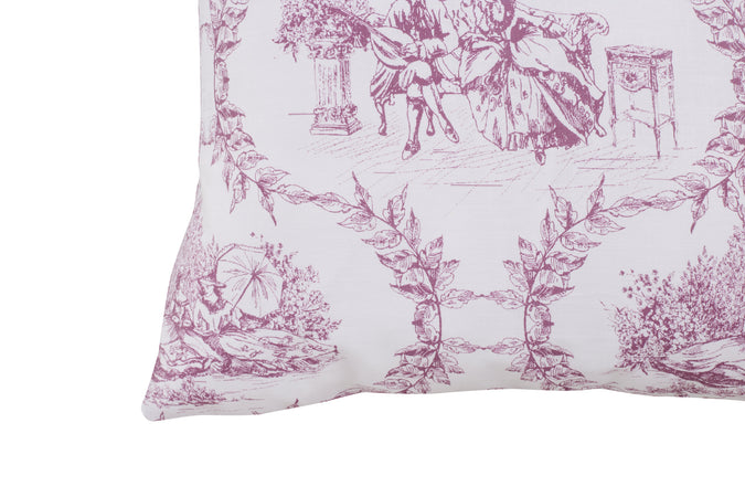 Set 2 federe coppia di federe stampa digitale 100% cotone Made in Italy Toile De Jouy Borgogna