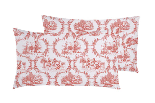 Set 2 federe coppia di federe stampa digitale 100% cotone Made in Italy Toile De Jouy Maldive