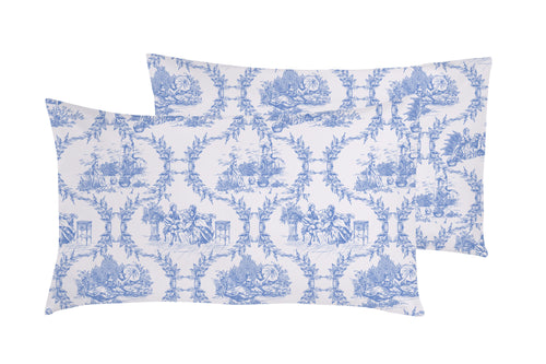 Set 2 federe coppia di federe stampa digitale 100% cotone Made in Italy Toile De Jouy Olimpia
