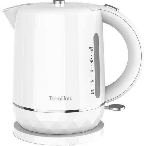 Bollitore elettrico - TERRAILLON  15351 DIAMANT Bianco  1,5 L - 2200 W - Base girevole a 360 - Base rialzata effetto diamante