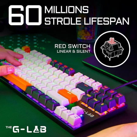 Tastiera da gioco - THE G-LAB - KEYZ-MERCURY-C/FR - Meccanica - TKL - 3 colori Bianco+Nero+ArancioneFR