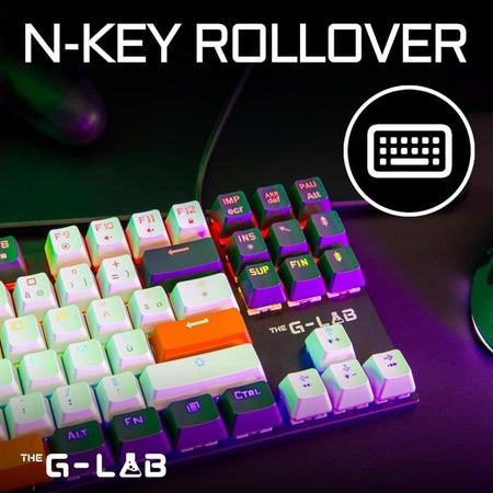 Tastiera da gioco - THE G-LAB - KEYZ-MERCURY-C/FR - Meccanica - TKL - 3 colori Bianco+Nero+ArancioneFR