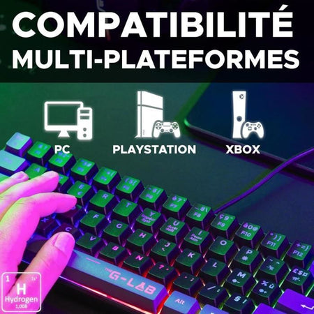 Tastiera da gioco - THE G-LAB - KEYZ-HYDRO-BKG/FR - Membrana 60% 2 colori Tasti neri + grigi