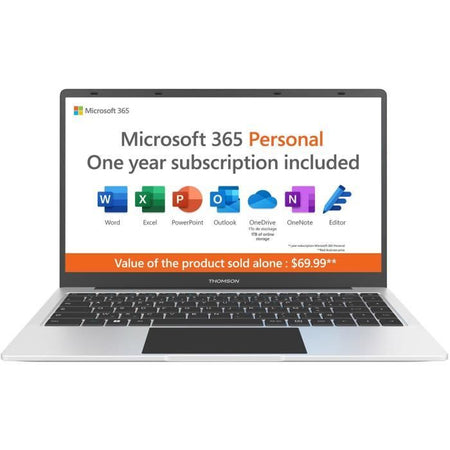 Notebook portatile - THOMSON NEO14 - 14.1 HD - Celeron N4020 - 4 GB RAM - 128 GB SSD - Windows 11S - Bianco - AZERTY + Office 1 anno