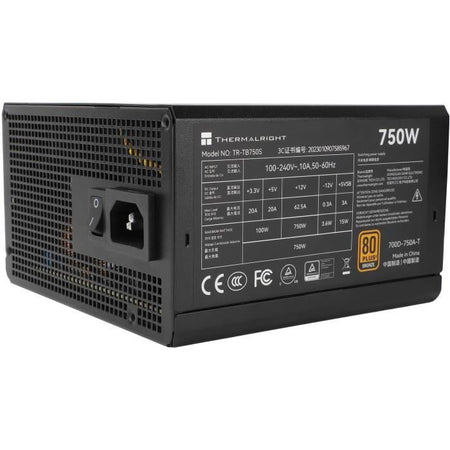 Alimentatore per PC - THERMALRIGHT - TB750S - 750 W - 80+ Bronze - Non modulare - ATX 3.0 - PCI-E Gen5 - Nero