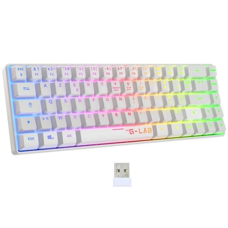 Tastiera da gioco - Membrana - The G-Lab - KEYZ HYDROGEN WL - Retroilluminazione arcobaleno - Wireless - Semi-meccanica - Azerty - Bianca