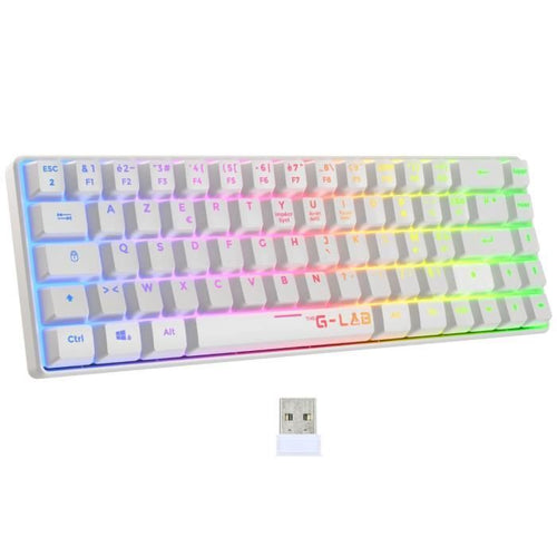 Tastiera da gioco - Membrana - The G-Lab - KEYZ HYDROGEN WL - Retroilluminazione arcobaleno - Wireless - Semi-meccanica - Azerty - Bianca