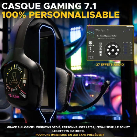 Cuffie da gioco cablate - The G-Lab - KORP COBALT 7.1 - Suono surround 7.1 - USB - RGB