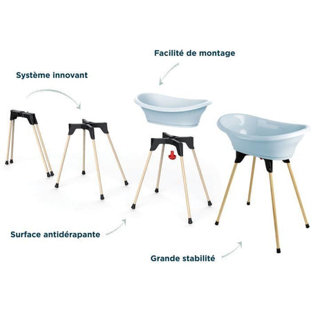 KIT VASCA THERMOBABY VASCO Fleur Bleue: vasca + piedini + tubo di scarico