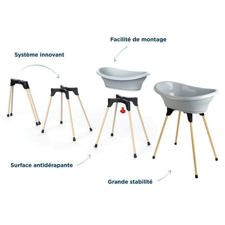 THERMOBABY Kit vasca VASCO Charm grigio: vasca + piedini + piletta di scarico