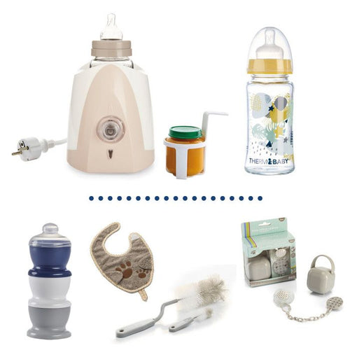Riscaldatore biberon + bottiglia di vetro da 230 ml + bottiglia + scatola dosser di latte + bavaglini + scatola una scatola di lecca -lecca