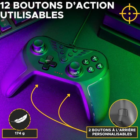 Controller per videogiochi - THE G-LAB - K-PAD HELIUM - Cablato - PC e PS - Nero