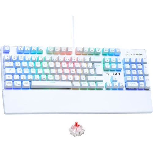 Tastiera da gioco - The G-Lab - KEYZ RUBIDIUM - Meccanica (interruttore rosso) - Poggiapolsi - RGB - Cablata - Azerty - Bianca