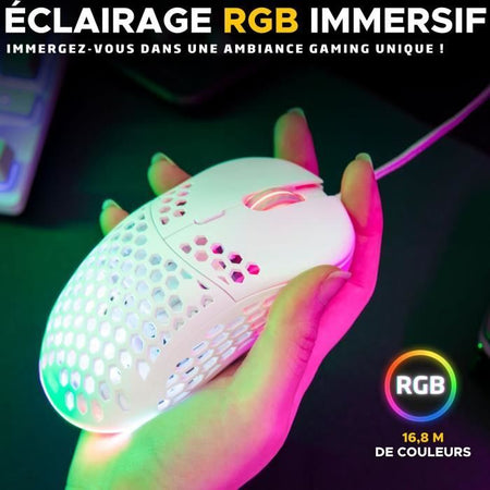 Mouse da gioco cablato - The G-Lab - KULT-OXYGEN - RGB - 12800 DPI - Bianco