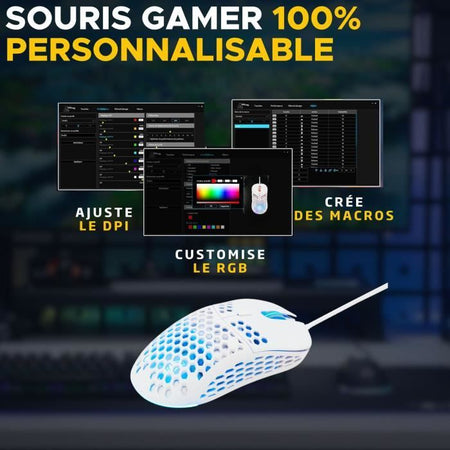 Mouse da gioco cablato - The G-Lab - KULT-OXYGEN - RGB - 12800 DPI - Bianco