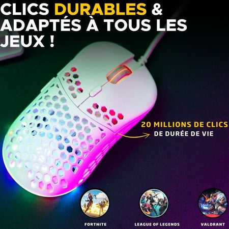Mouse da gioco cablato - The G-Lab - KULT-OXYGEN - RGB - 12800 DPI - Bianco