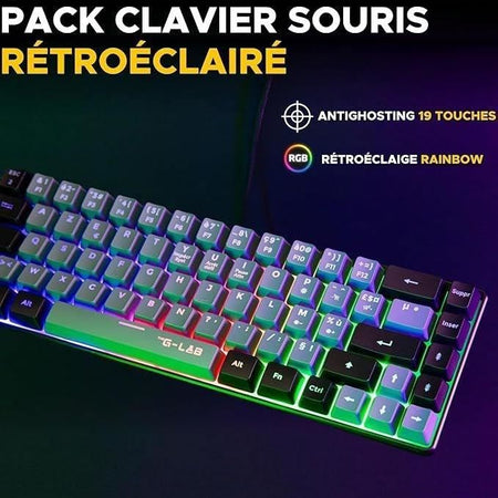 Pacchetto Gamer 2 in 1 - THE G-LAB - COMBO HYDRO - Mouse cablato - Tastiera cablata - Grigio/Nero - RGB