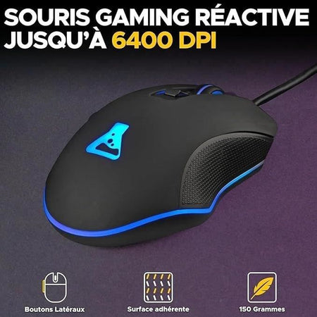 Pacchetto Gamer 2 in 1 - THE G-LAB - COMBO HYDRO - Mouse cablato - Tastiera cablata - Grigio/Nero - RGB