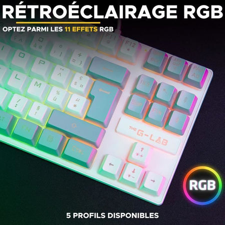 Tastiera da gioco - The G-Lab - KEYZ CAESIUM - RGB - Bianco e grigio - TKL