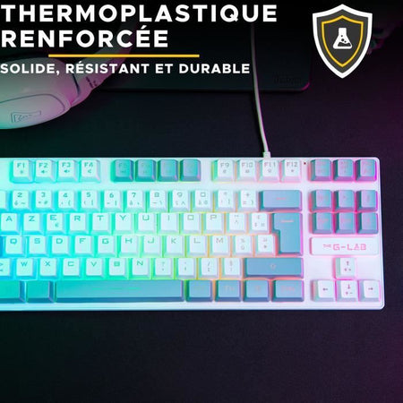 Tastiera da gioco - The G-Lab - KEYZ CAESIUM - RGB - Bianco e grigio - TKL