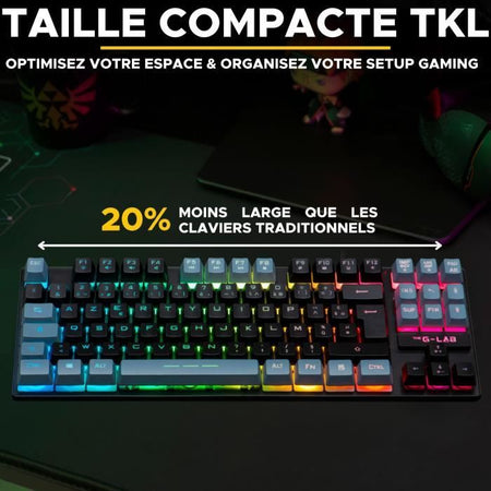 Tastiera da gioco - The G-Lab - KEYZ CAESIUM - RGB - Nero e grigio - TKL