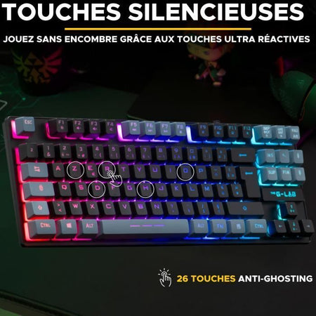 Tastiera da gioco - The G-Lab - KEYZ CAESIUM - RGB - Nero e grigio - TKL