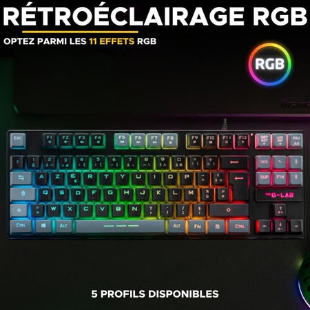 Tastiera da gioco - The G-Lab - KEYZ CAESIUM - RGB - Nero e grigio - TKL