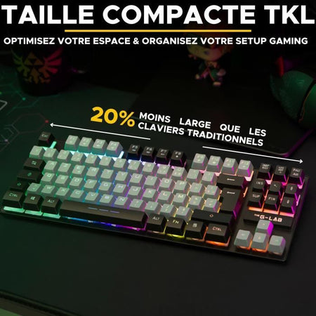 Tastiera da gioco - The G-Lab - KEYZ CAESIUM - RGB - Grigio e nero - TKL