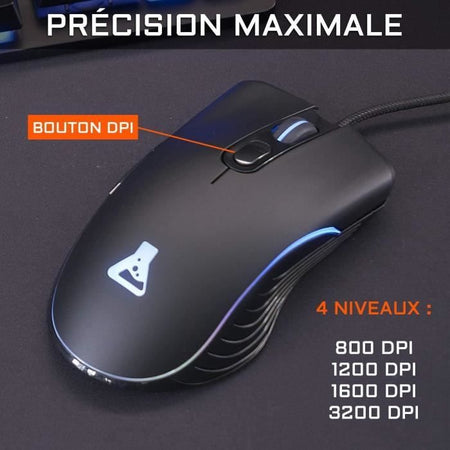 Combo KRYPTON - THE G-LAB - Pacchetto tastiera e mouse da gioco retrò cablati - Illuminazione RGB