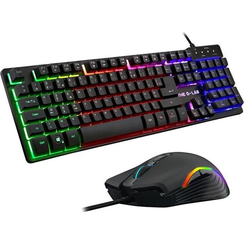 Combo KRYPTON - THE G-LAB - Pacchetto tastiera e mouse da gioco retrò cablati - Illuminazione RGB
